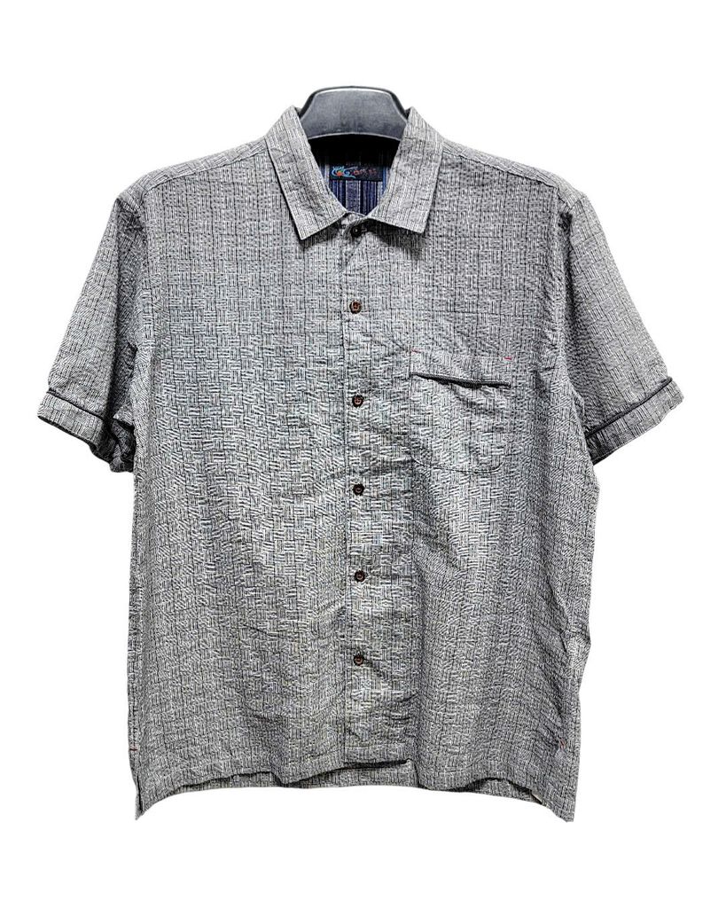  |SIZE L| POCKET STRIPED BUTTON UP SHORT SLEEVE SHIRT AOL-7479 