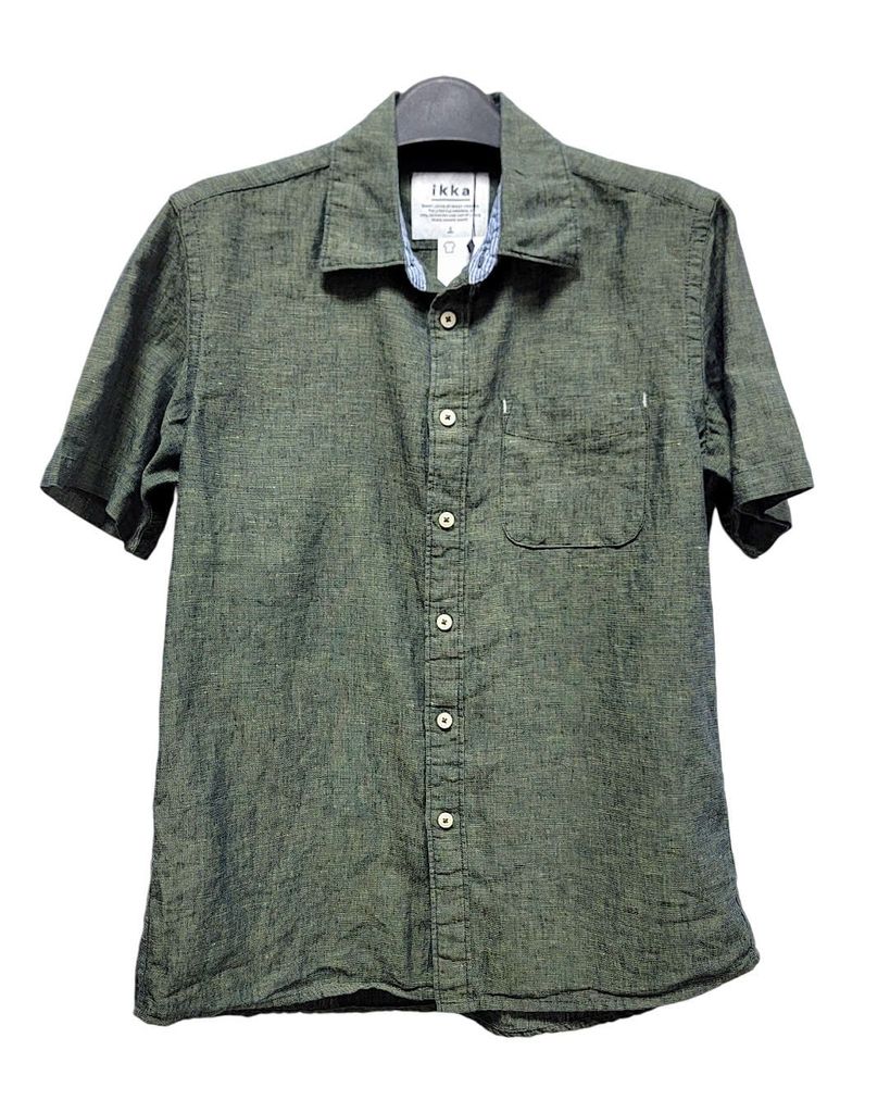  |SIZE S| IKKA 1IKMHDG-001 LINE POCKET SHORT SLEEVE SHIRT AOS-7485 