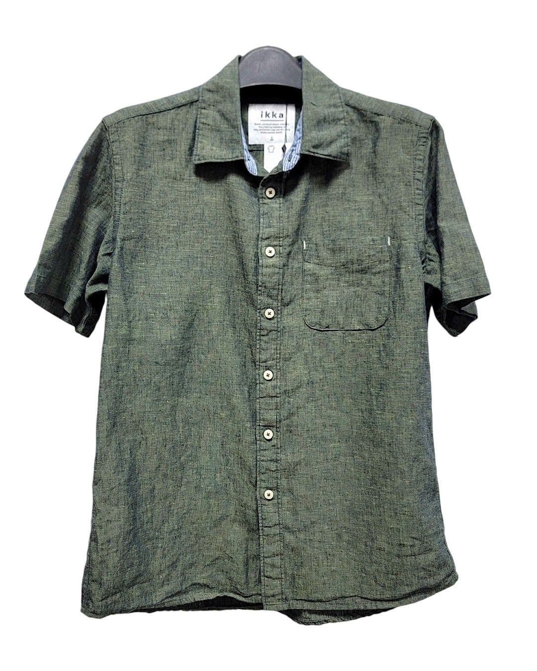  |SIZE S| IKKA 1IKMHDG-001 LINE POCKET SHORT SLEEVE SHIRT AOS-7485 