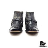  |SIZE 38| JAPANESE BLACK HARNESS SIDE-ZIP ANKLE BOOT AV38-7649 