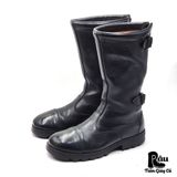  |SIZE 41| EMPORIO ARMANI 00s MID-CALF BUCKLE BACK-ZIP COMBAT BOOT AT41-7641 