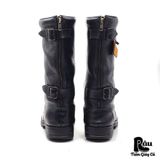  |SIZE 41| EMPORIO ARMANI 00s MID-CALF BUCKLE BACK-ZIP COMBAT BOOT AT41-7641 