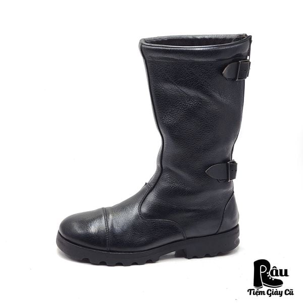  |SIZE 41| EMPORIO ARMANI 00s MID-CALF BUCKLE BACK-ZIP COMBAT BOOT AT41-7641 