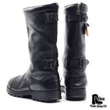 |SIZE 41| EMPORIO ARMANI 00s MID-CALF BUCKLE BACK-ZIP COMBAT BOOT AT41-7641 