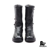  |SIZE 41| EMPORIO ARMANI 00s MID-CALF BUCKLE BACK-ZIP COMBAT BOOT AT41-7641 