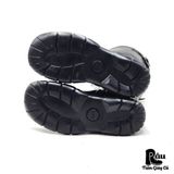  |SIZE 38.5| LOGAN FOOTWEAR ITALIAN BLACK VEG-TAN MID-CALF SIDE-ZIP BUCKLE BOOT AS38.5-7037 