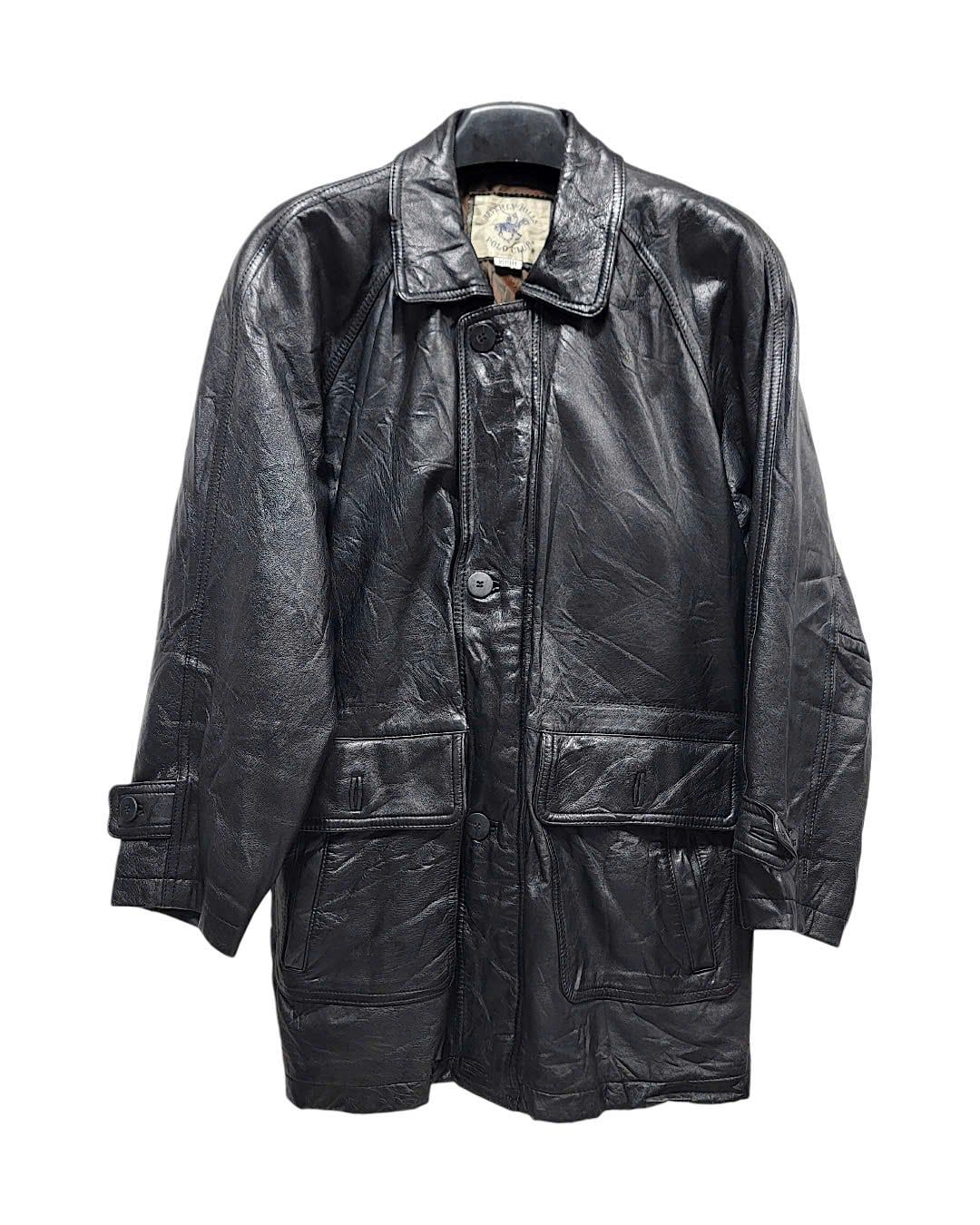  |SIZE L| BEVERLY HILLS POLO CLUB BLACK SHEEPSKIN LEATHER JACKET AOL-7652 