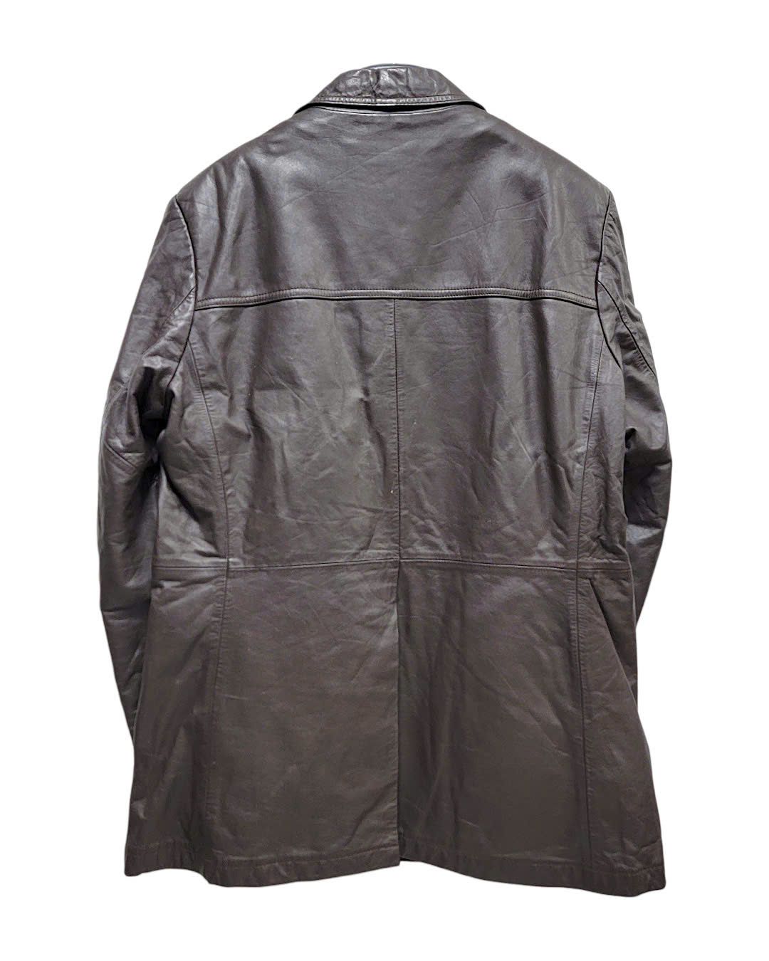  |SIZE L| LONDON FOG VINTAGE FUR-LINNED DARK BROWN LEATHER JACKET AOL-7653 