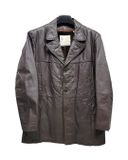  |SIZE L| LONDON FOG VINTAGE FUR-LINNED DARK BROWN LEATHER JACKET AOL-7653 