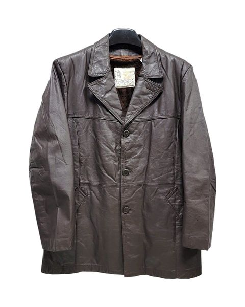  |SIZE L| LONDON FOG VINTAGE FUR-LINNED DARK BROWN LEATHER JACKET AOL-7653 