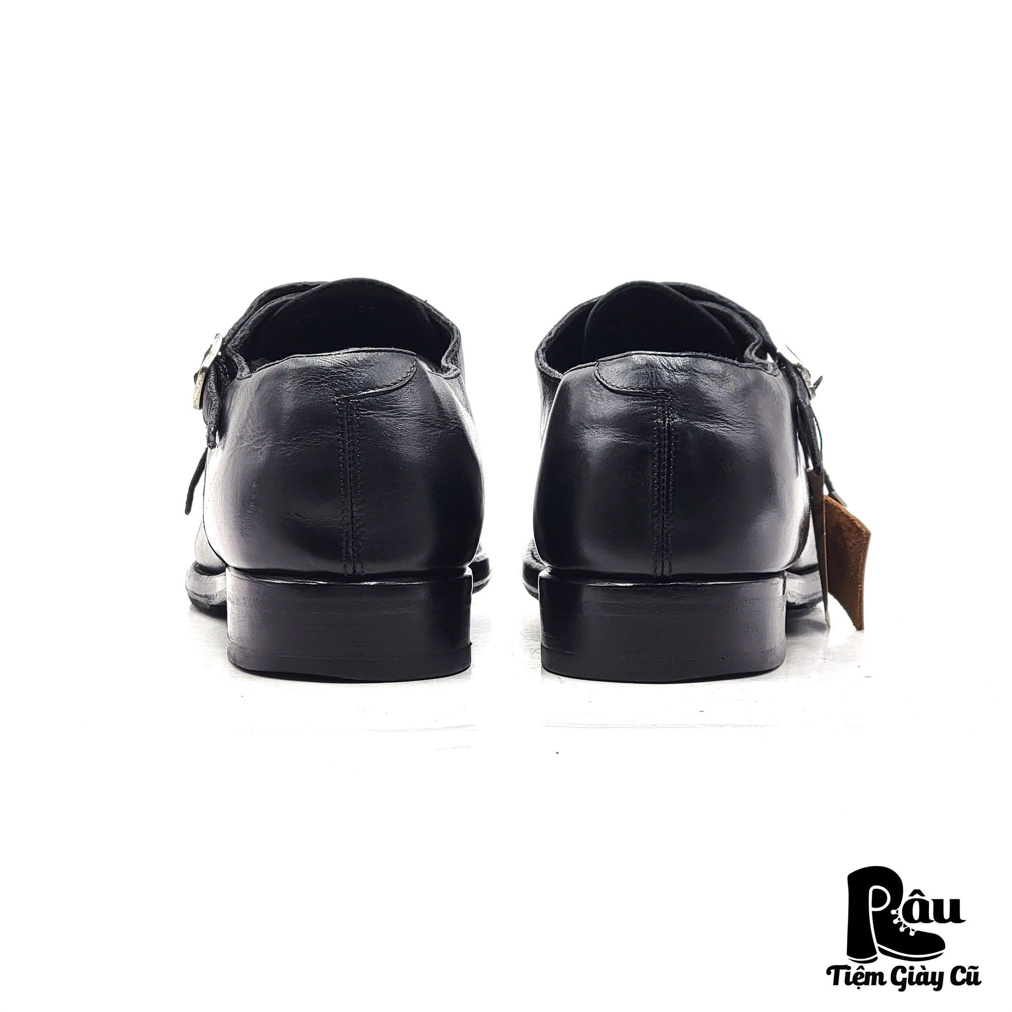  |SIZE 43.5| JEROLD WILTON BLACK DOUBLE MONK STRAPS SHOES AW43.5-7680 