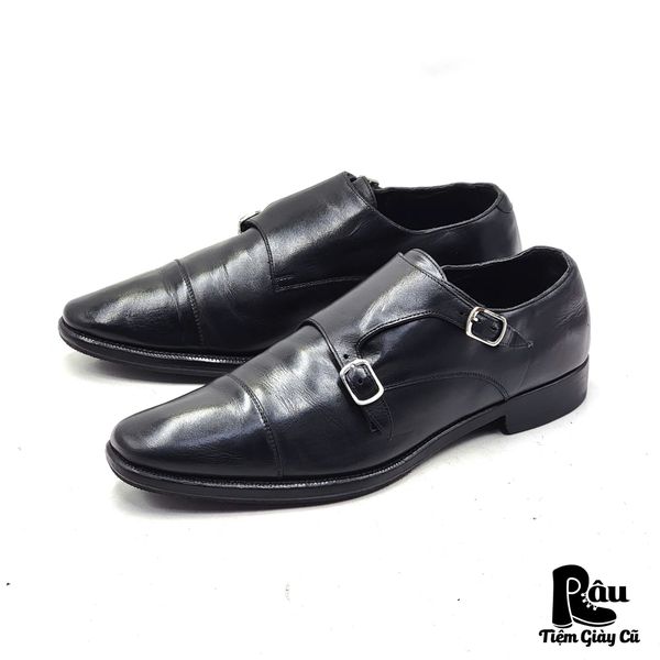  |SIZE 43.5| JEROLD WILTON BLACK DOUBLE MONK STRAPS SHOES AW43.5-7680 