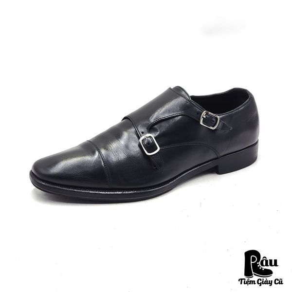  |SIZE 43.5| JEROLD WILTON BLACK DOUBLE MONK STRAPS SHOES AW43.5-7680 