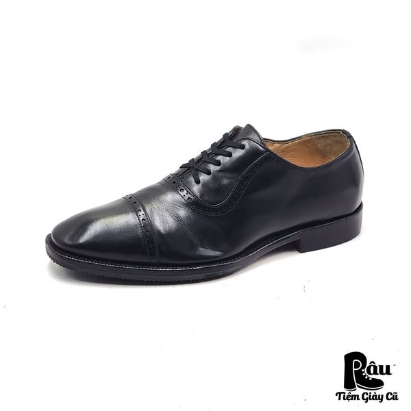  |SIZE 40| JOHNSTON & MURPHY BLACK BROGUE OXFORD SHOES AW40-7679 