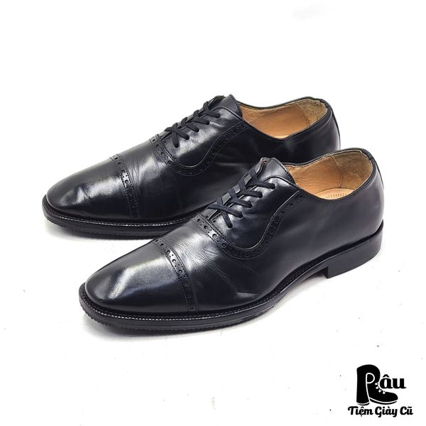  |SIZE 40| JOHNSTON & MURPHY BLACK BROGUE OXFORD SHOES AW40-7679 