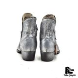  |SIZE 40| PANTANETTI SILVER METALLIC DOUBLE SIDE-ZIP ANKLE BOOT AT40-7708 