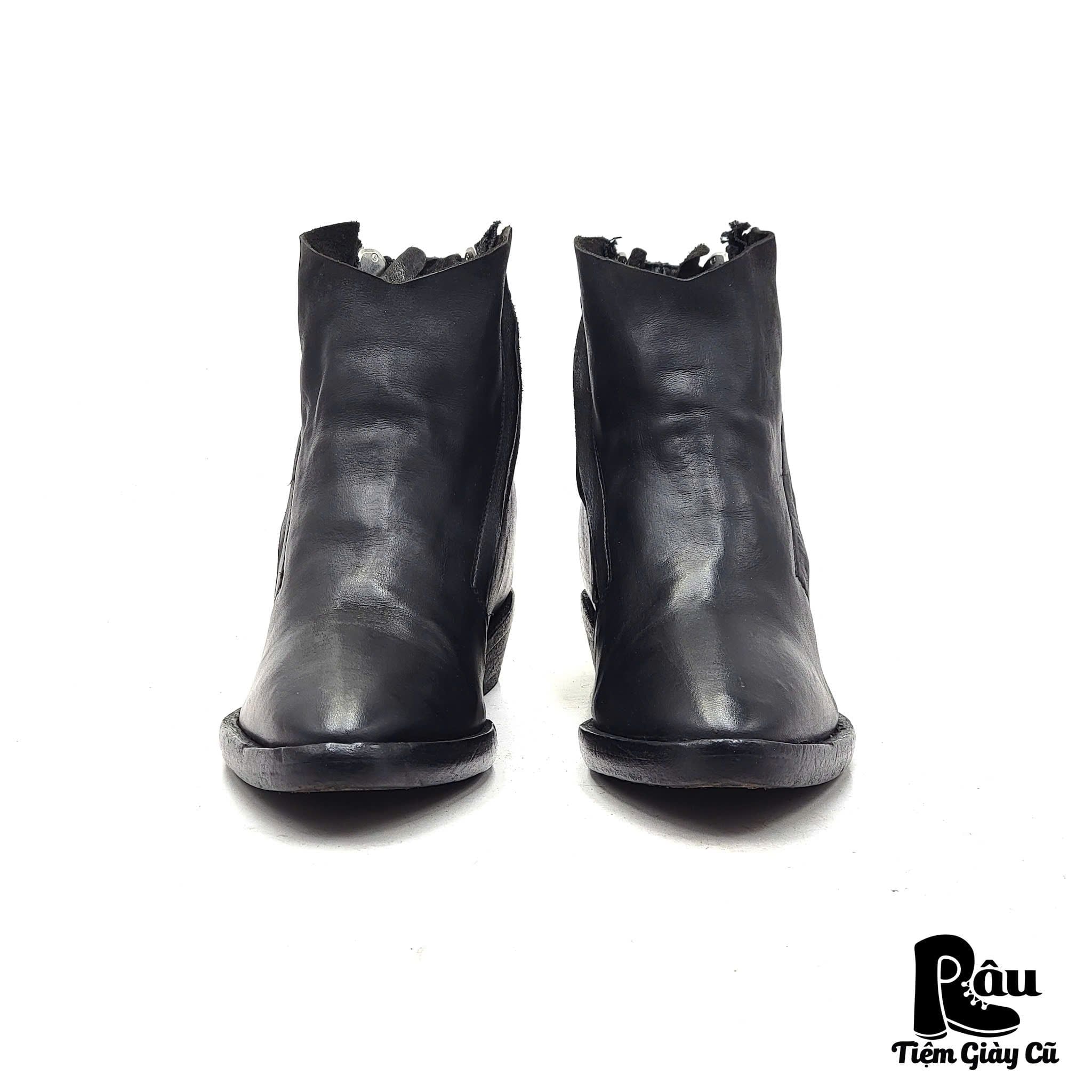  |SIZE 37| CINZIA ARAIA MINIMAL POINTED VEGTAN DOUBLE SIDE-ZIP ANKLE BOOT Z37-7809 