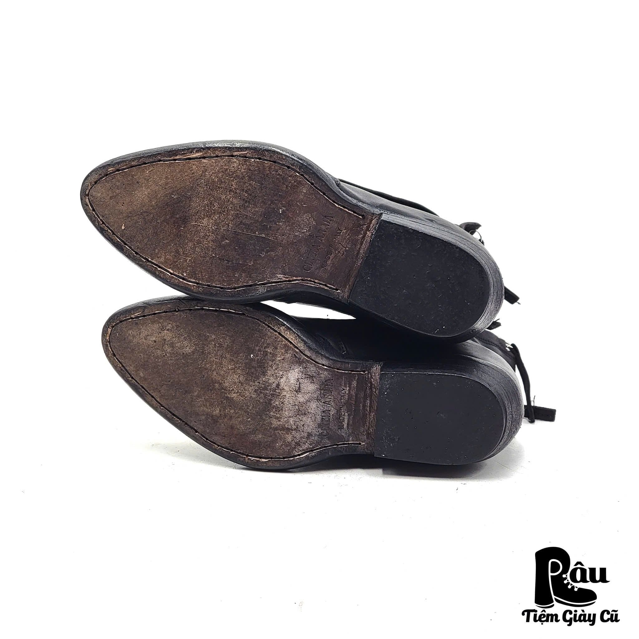  |SIZE 37| CINZIA ARAIA MINIMAL POINTED VEGTAN DOUBLE SIDE-ZIP ANKLE BOOT Z37-7809 