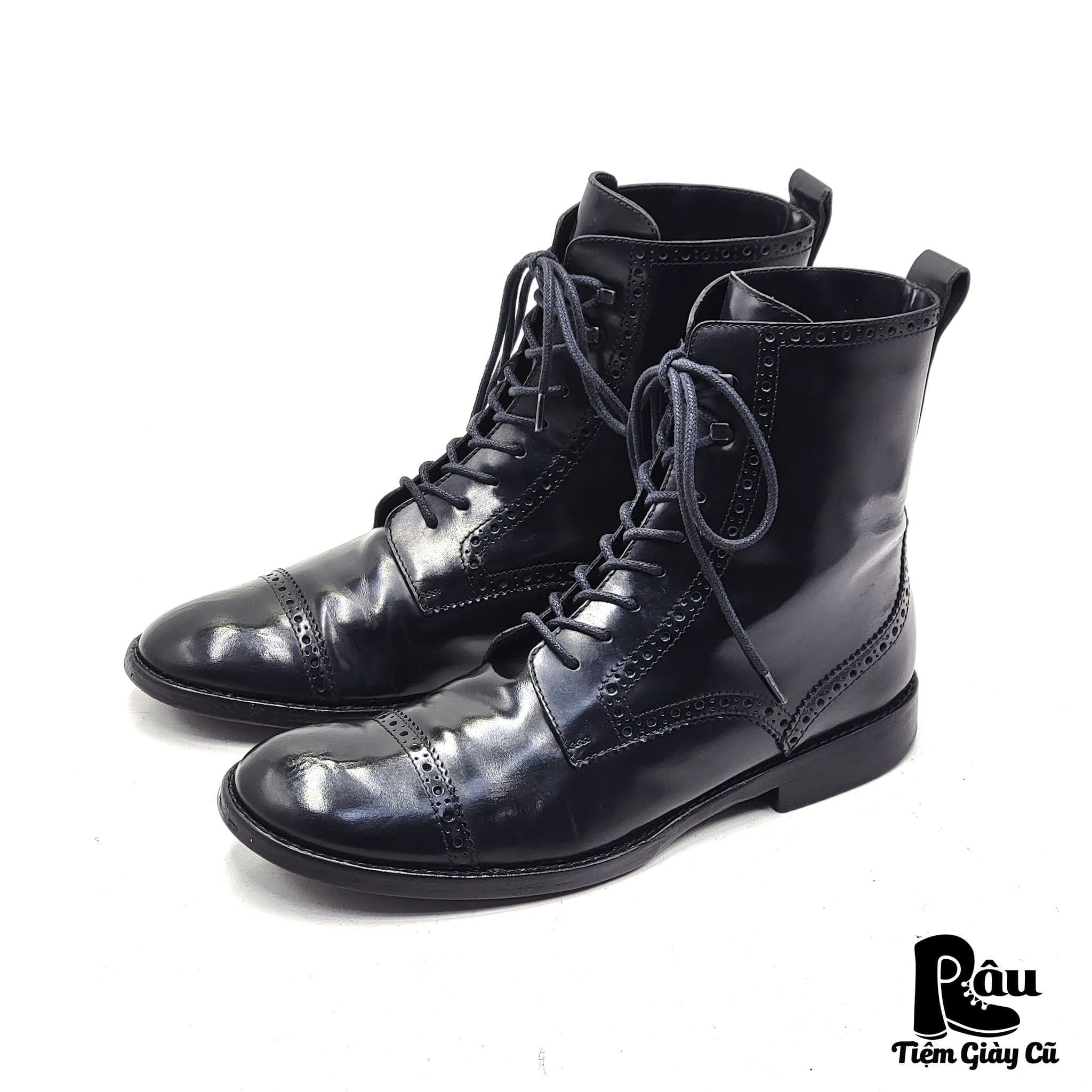  |SIZE 39| MARC JACOBS BA0064 BLACK PATENT BROGUE LACE-UP BOOT Z39-7805 