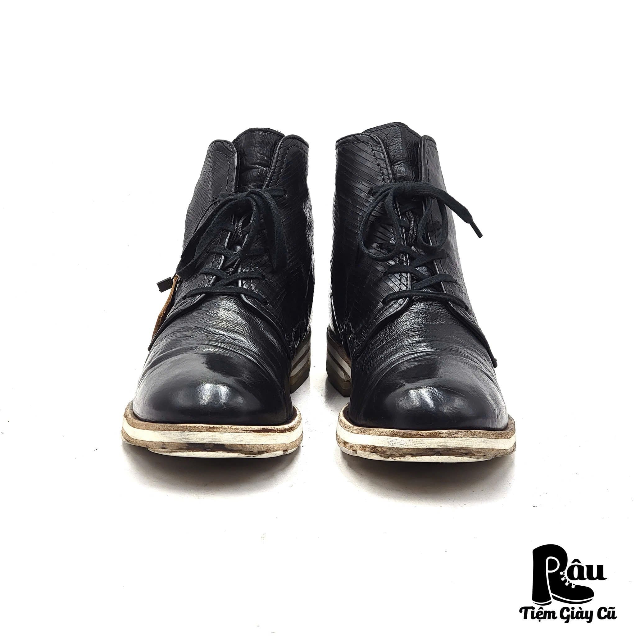  |SIZE 43| A.S.98 BLACK & WHITE CONTRAST LACE-UP BOOT Z43-7794 