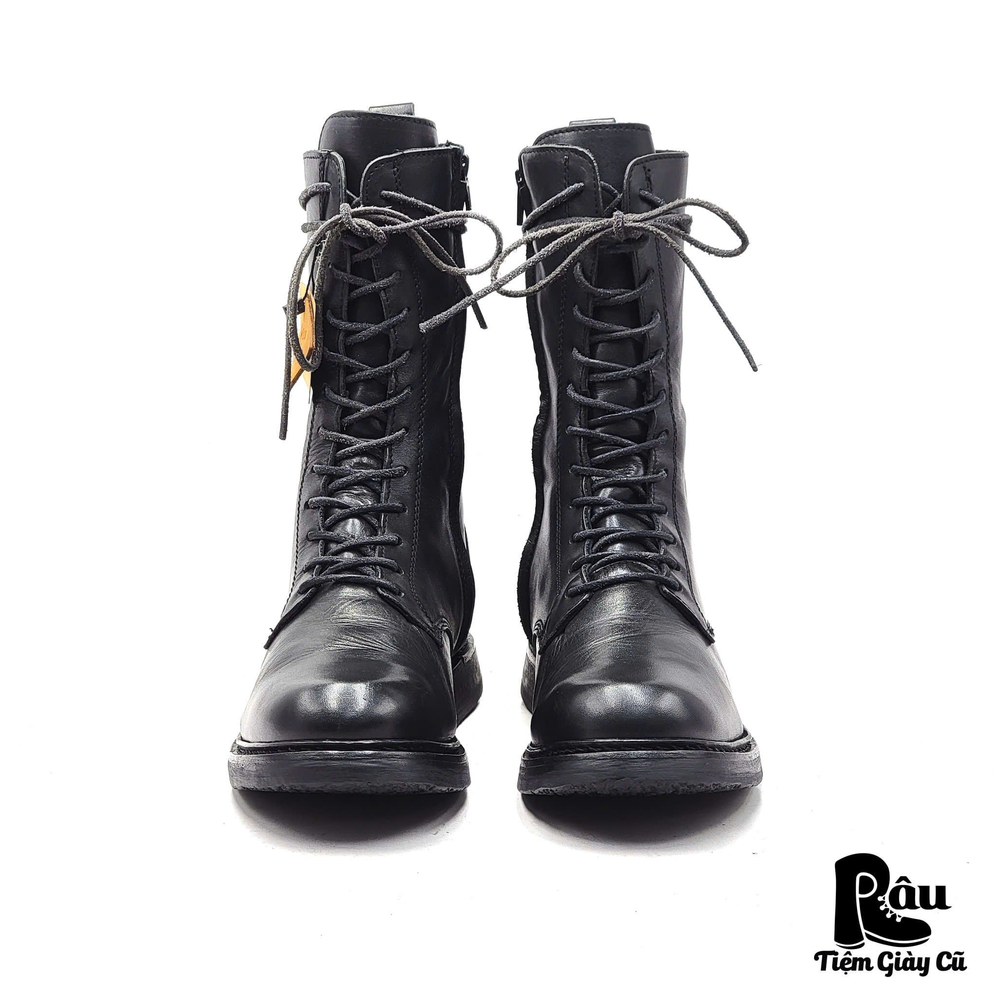  |SIZE 41| BLACK 9-INCH SIDE-ZIP LACE-UP BOOT AV41-7797 