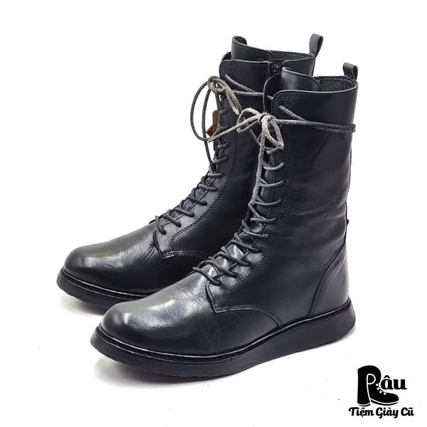  |SIZE 41| BLACK 9-INCH SIDE-ZIP LACE-UP BOOT AV41-7797 