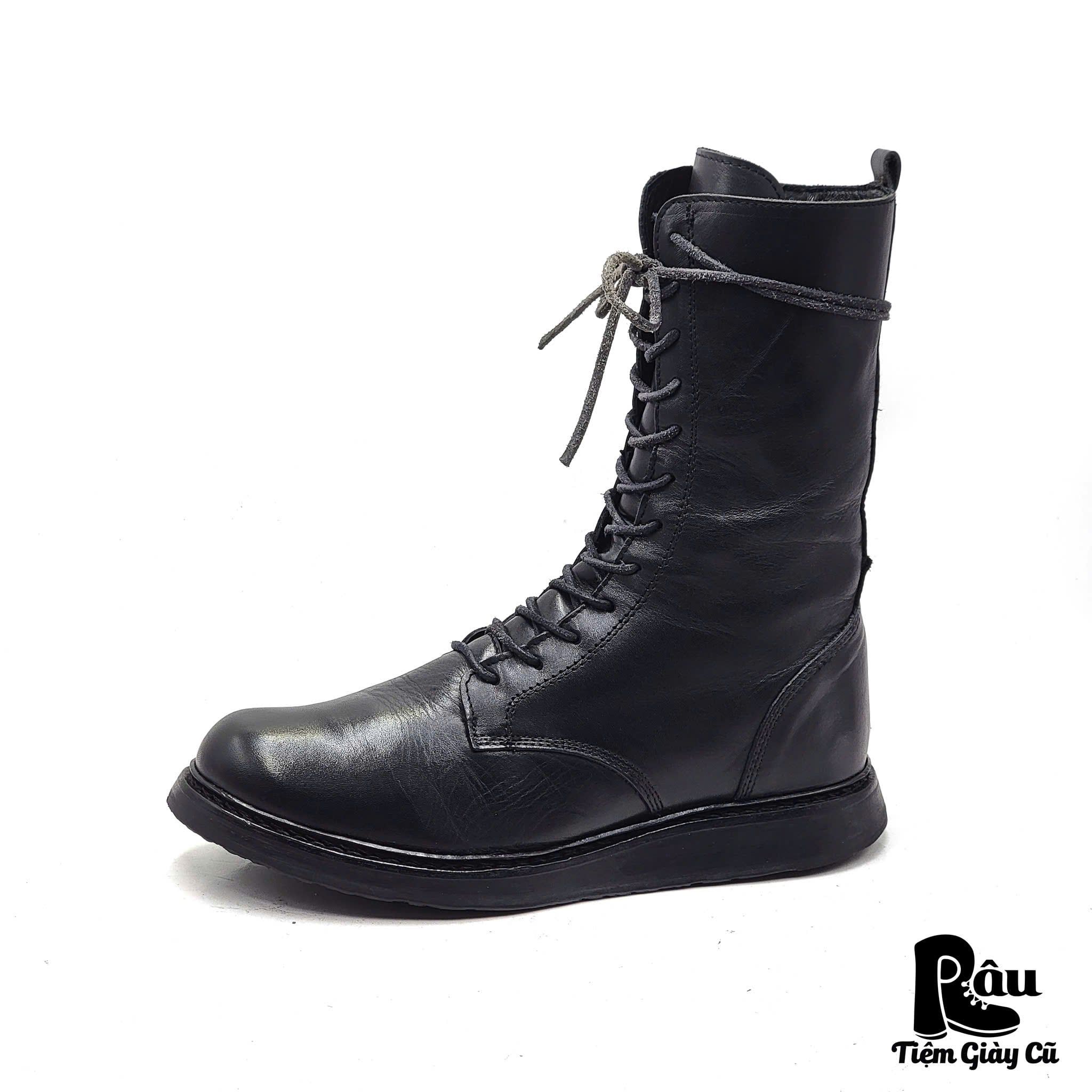  |SIZE 41| BLACK 9-INCH SIDE-ZIP LACE-UP BOOT AV41-7797 