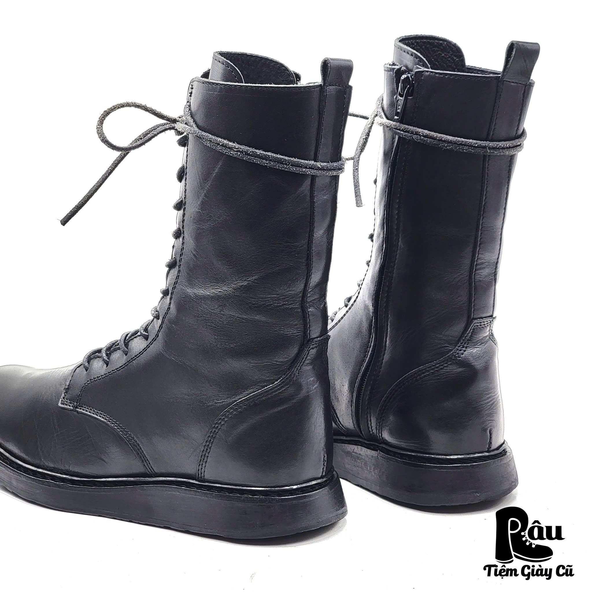  |SIZE 41| BLACK 9-INCH SIDE-ZIP LACE-UP BOOT AV41-7797 