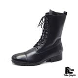  |SIZE 38| BLACK CAP-TOE SIDE-ZIP COMBAT BOOT Z38-7801 
