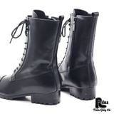  |SIZE 38| BLACK CAP-TOE SIDE-ZIP COMBAT BOOT Z38-7801 