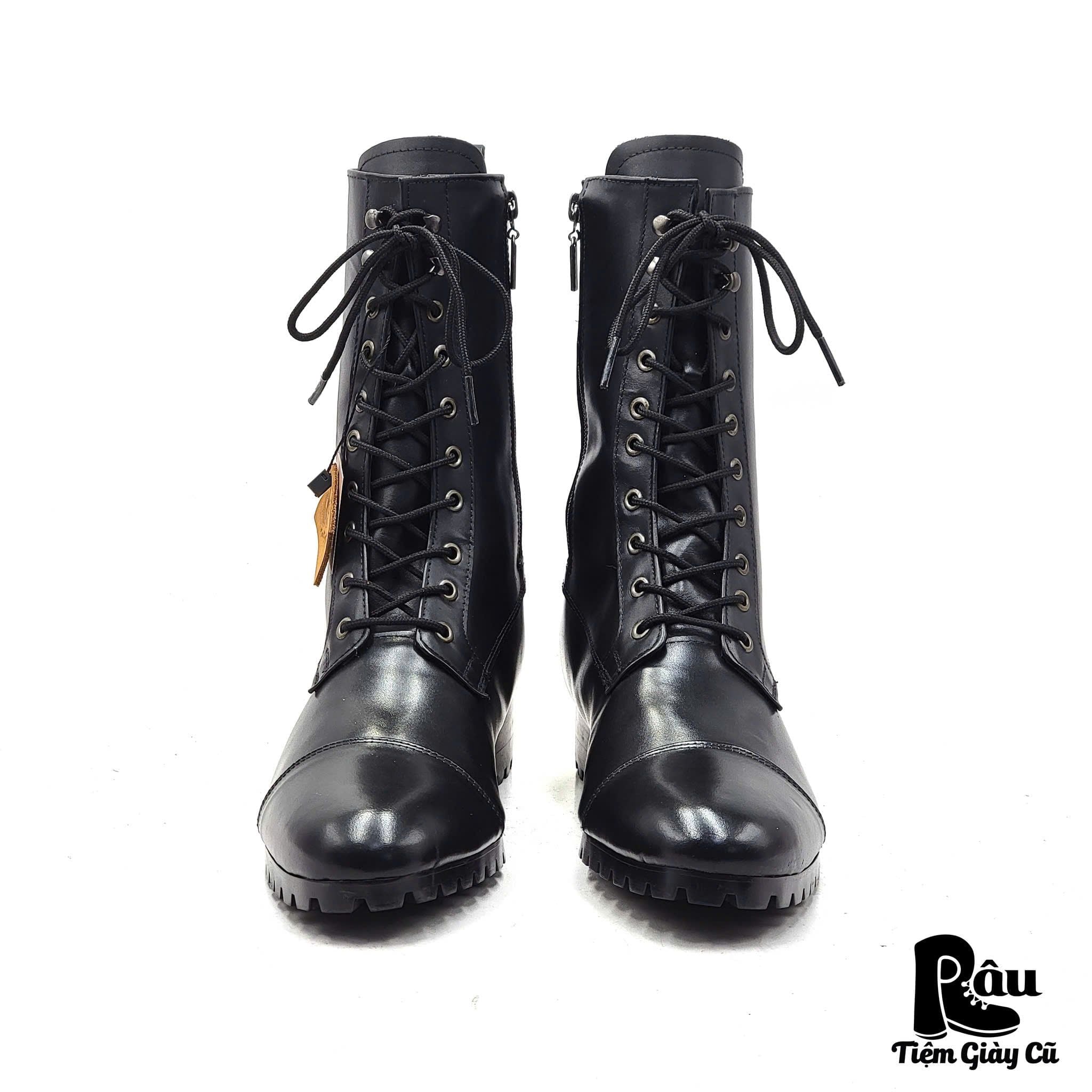  |SIZE 38| BLACK CAP-TOE SIDE-ZIP COMBAT BOOT Z38-7801 