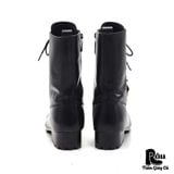  |SIZE 38| BLACK CAP-TOE SIDE-ZIP COMBAT BOOT Z38-7801 