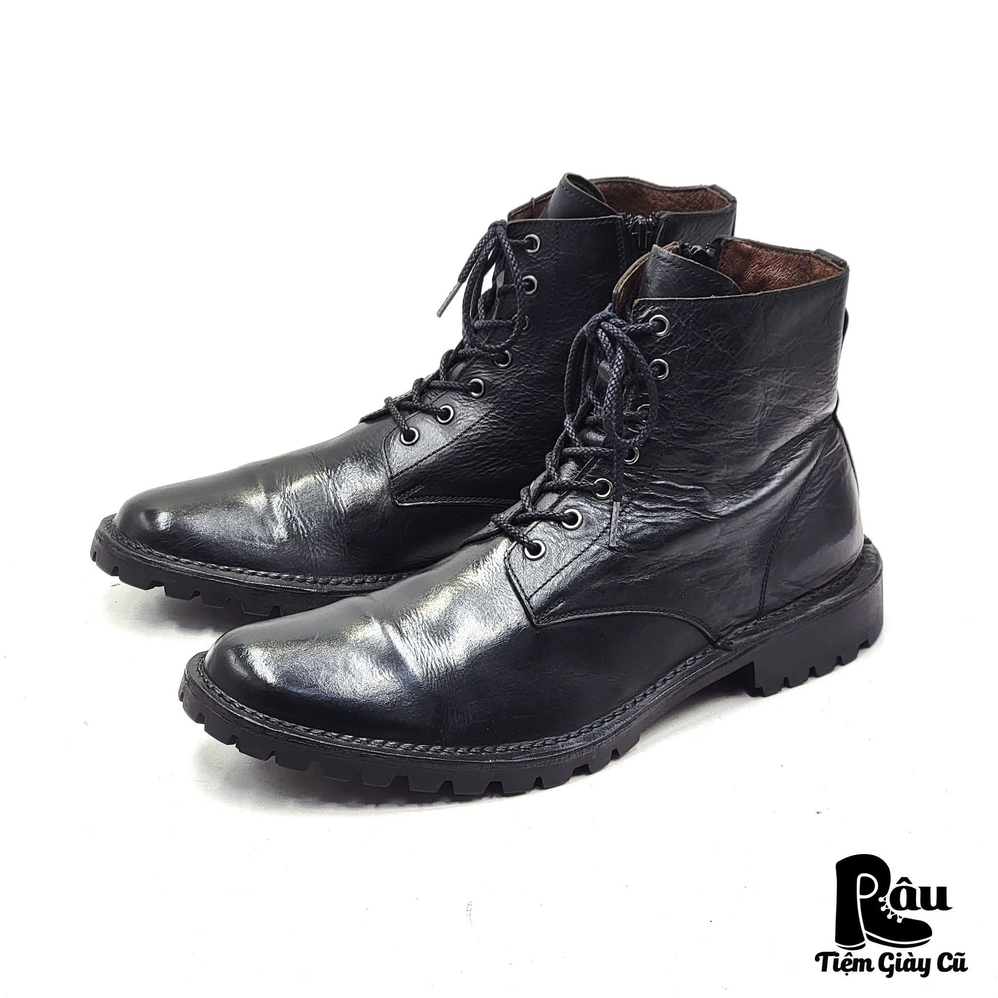  |SIZE 43| ON BOARD BLACK LUG SOLE PLAIN TOE LACE-UP BOOT Z43-7802 