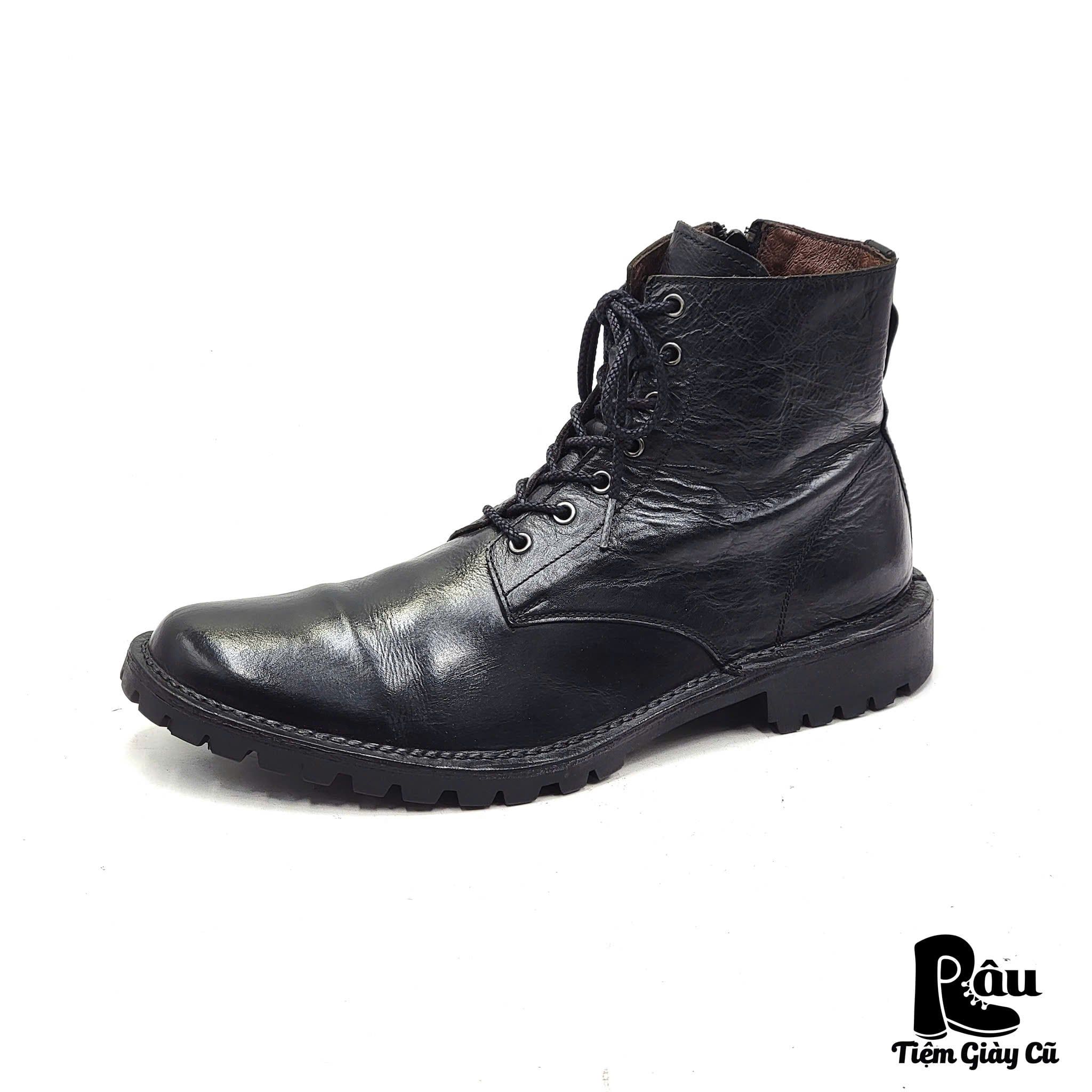  |SIZE 43| ON BOARD BLACK LUG SOLE PLAIN TOE LACE-UP BOOT Z43-7802 