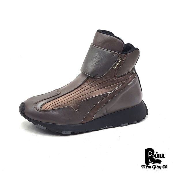  |SIZE 38.5| MANANA SIDE-ZIP LEATHER SNEAKER BOOT AV38.5-7986 