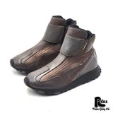  |SIZE 38.5| MANANA SIDE-ZIP LEATHER SNEAKER BOOT AV38.5-7986 