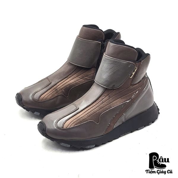  |SIZE 38.5| MANANA SIDE-ZIP LEATHER SNEAKER BOOT AV38.5-7986 