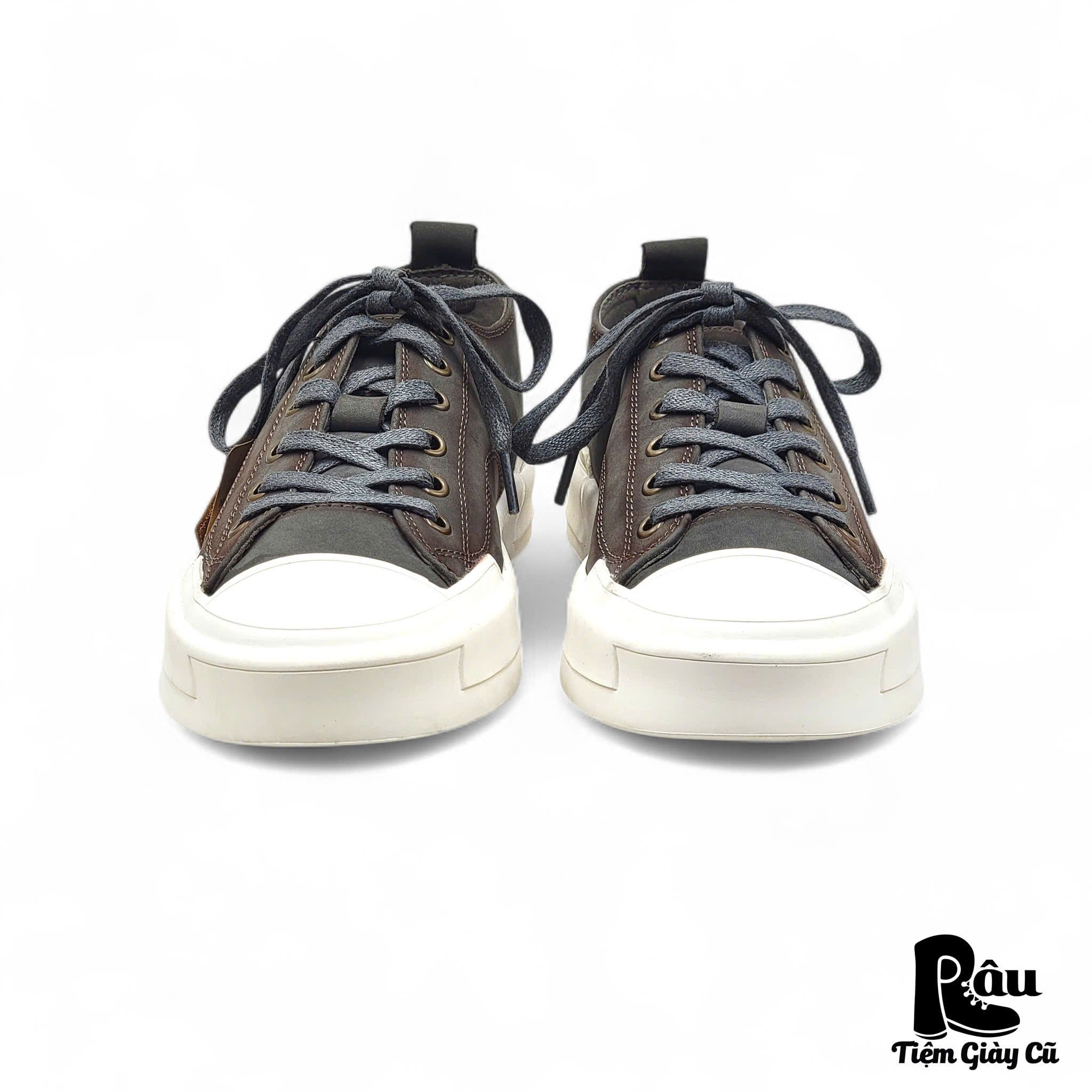  |SIZE 38.5| CALVIN KLEIN PATINA GRAY LOW-TOP LEATHER SNEAKER Z38.5-7993 