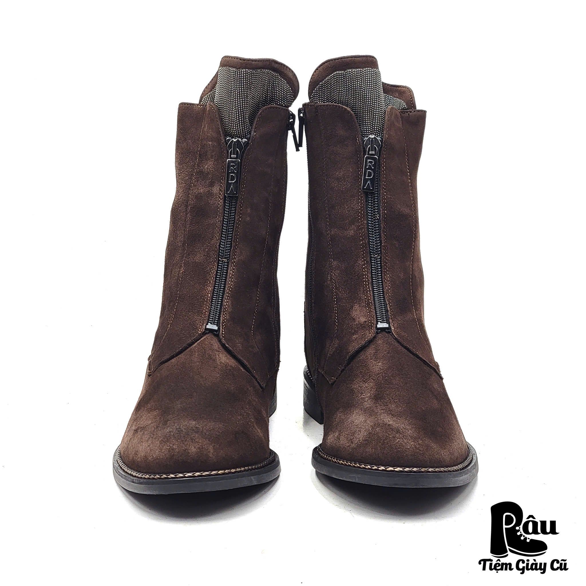  |SIZE 41| ROBERTO D'ANGELO LENA DARK BROWN SUEDE SIDE-ZIP ANKLE BOOT Z41-8017 