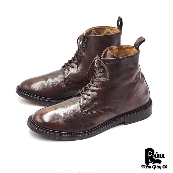  |SIZE 37.5| DELAVÈ ITALIAN BROWN VEGTAN LACE-UP BOOT Z37.5-8006 
