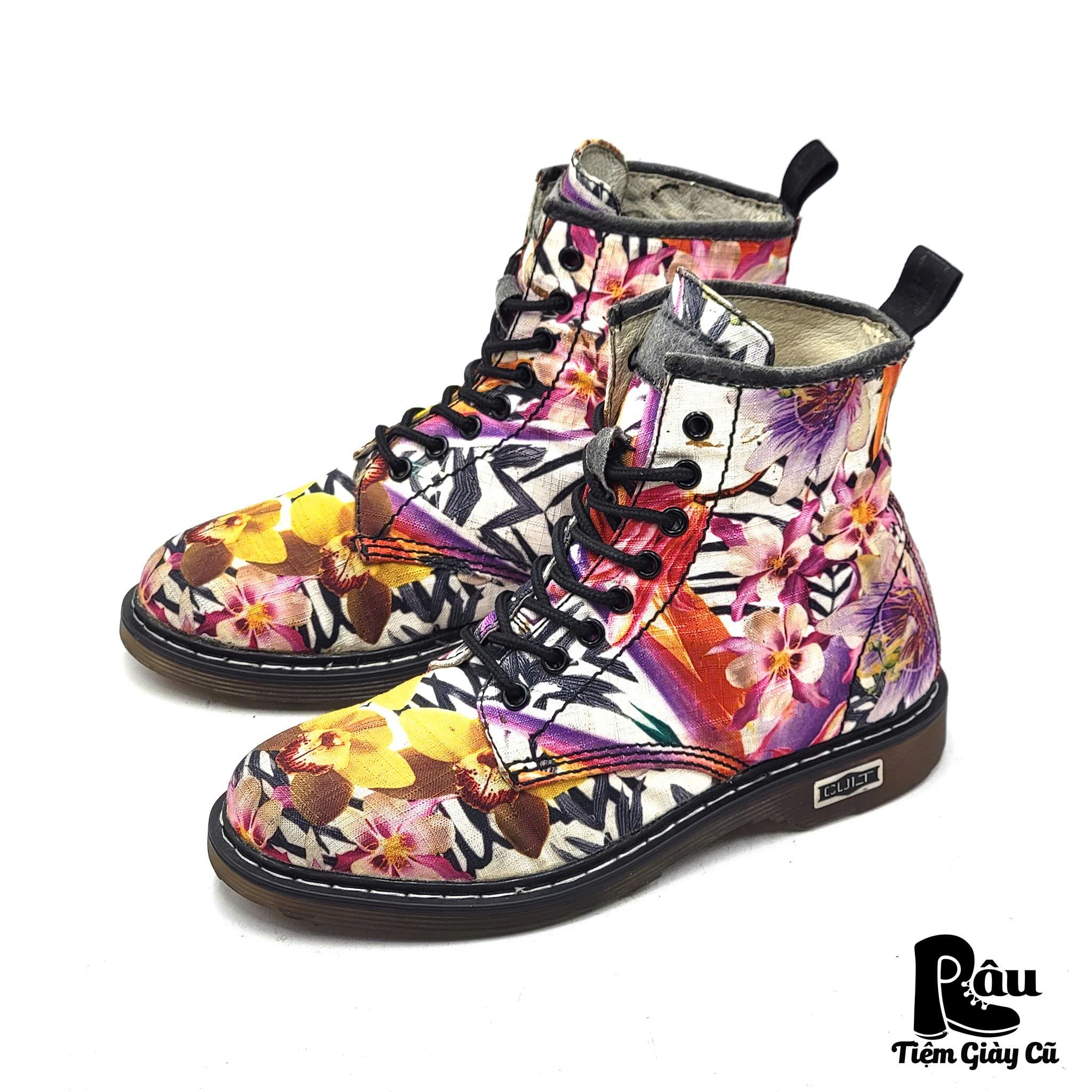  |SIZE 37.5| CULT 101845 FABRIC FLORAL LACE UP BOOT AB37.5-4959 