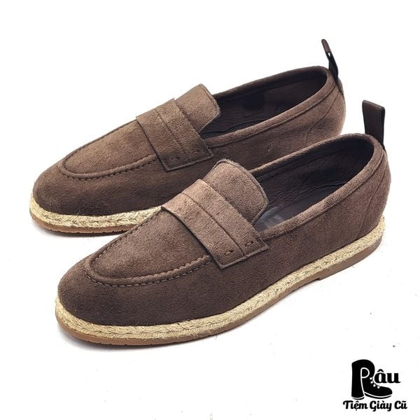  |SIZE 41| SANTONI BROWN SUEDE ESPADRILLES LOAFER Z41-8139 