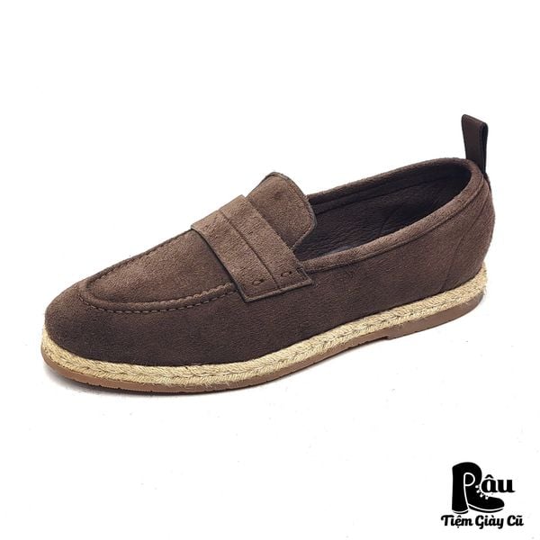  |SIZE 41| SANTONI BROWN SUEDE ESPADRILLES LOAFER Z41-8139 