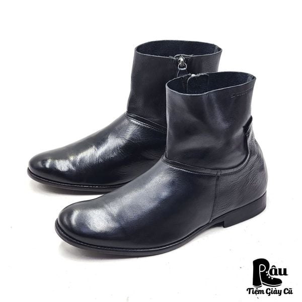  |SIZE 43.5| BOSS ORANGE 50218754 BLACK SIDE-ZIP DRESS BOOT Z43.5-6403 