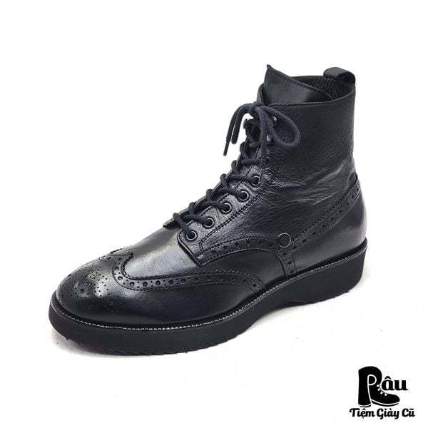  |SIZE 41| CESARE P. LIGHTWEIGHT BLACK  WINGTIP BROGUE BOOT Z41-8152 