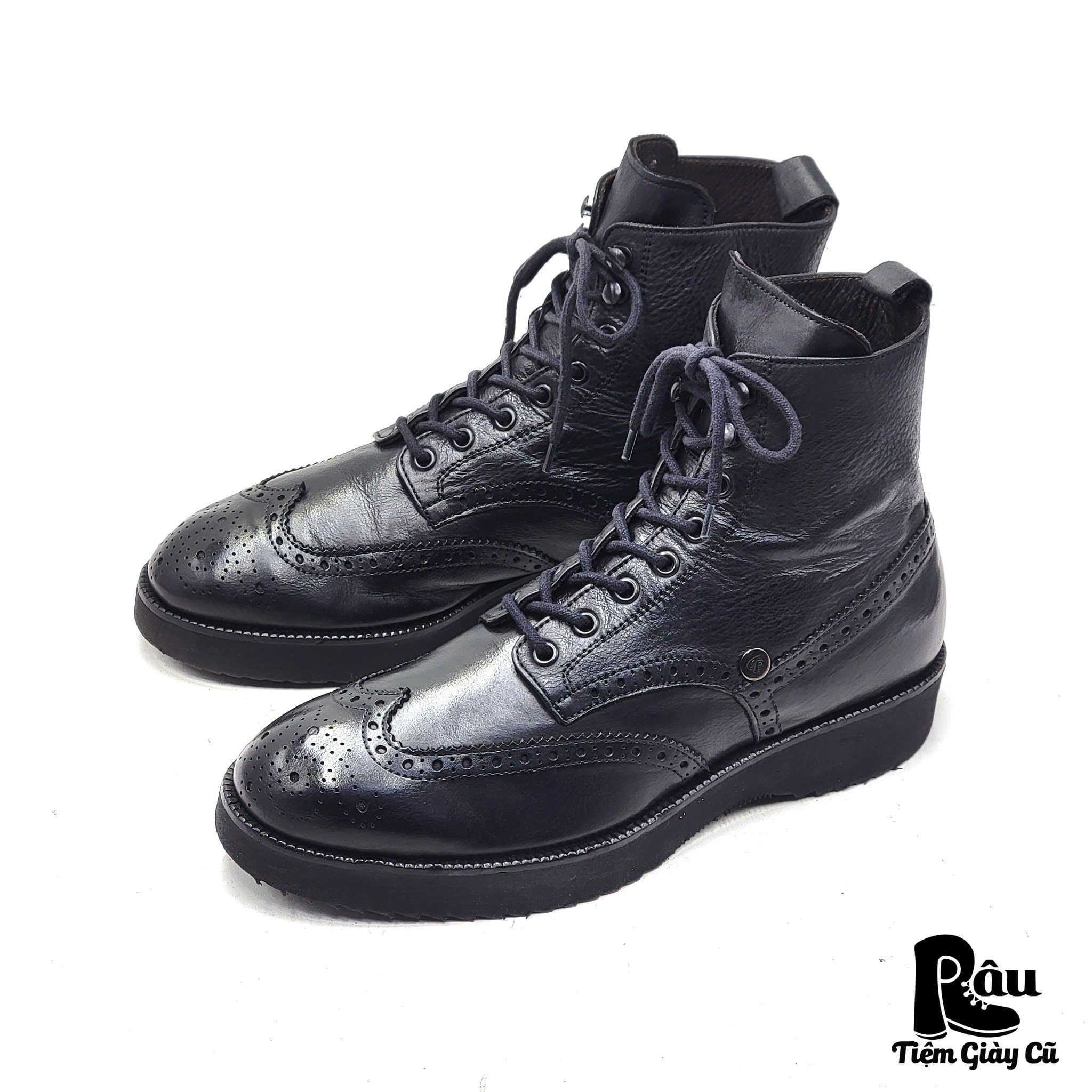  |SIZE 41| CESARE P. LIGHTWEIGHT BLACK  WINGTIP BROGUE BOOT Z41-8152 