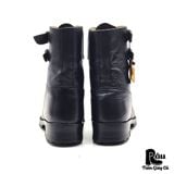  |SIZE 41| BLACK DOUBLE BUCKLES COMBAT LACE-UP BOOT (OLYMPIADI ST.MORITZ SOLE) Z41-8174 