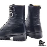  |SIZE 41| BLACK DOUBLE BUCKLES COMBAT LACE-UP BOOT (OLYMPIADI ST.MORITZ SOLE) Z41-8174 