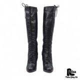  |SIZE 36| SERGIO ROSSI BLACK LIZARD-PRINTED KNEE HIGH BOOT Z36-8179 
