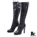  |SIZE 36| SERGIO ROSSI BLACK LIZARD-PRINTED KNEE HIGH BOOT Z36-8179 
